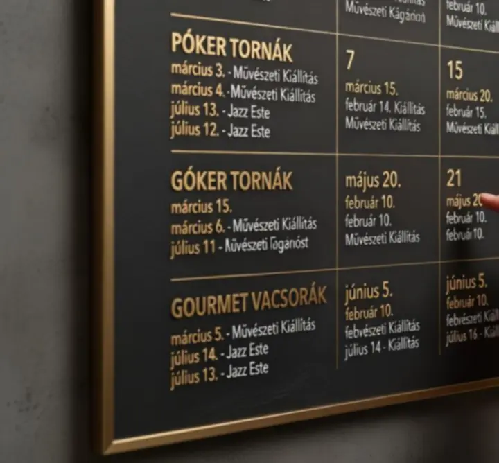 Magyar nyelvű, kiemelt eseményekkel jelölt naptárközeli nézet